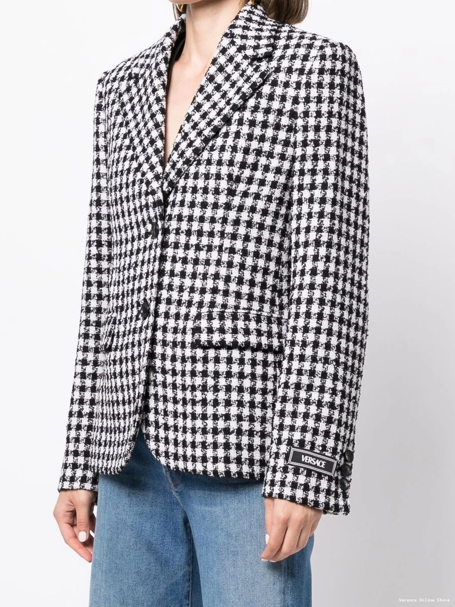 Affordable dogtooth tweed blazer Versace Women single-breasted 0418